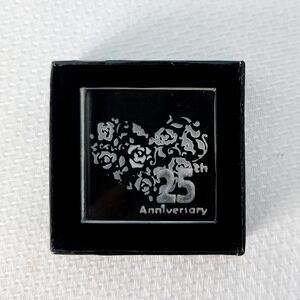 25th Anniversary Crystal Etched Heart with Flowers Trinket by Ganz Square